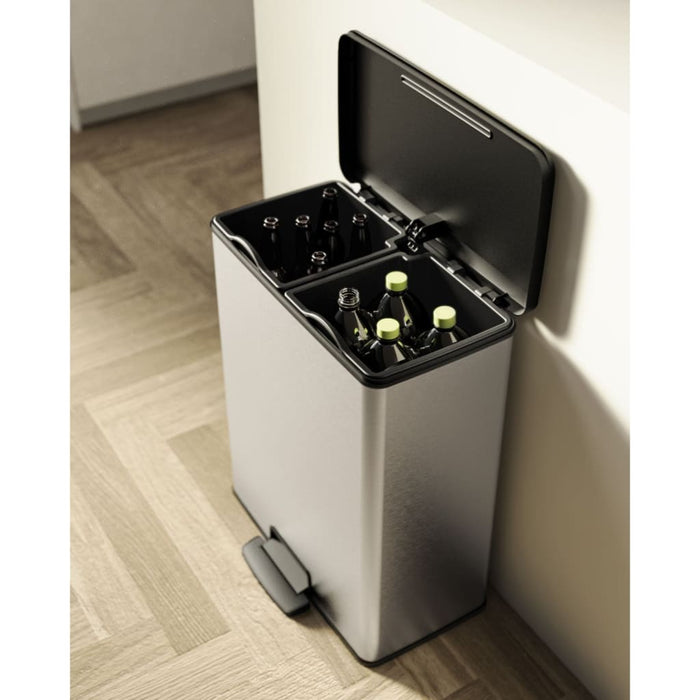 Curver Pedaalemmer Deco duo 26+26 L zilverkleurig