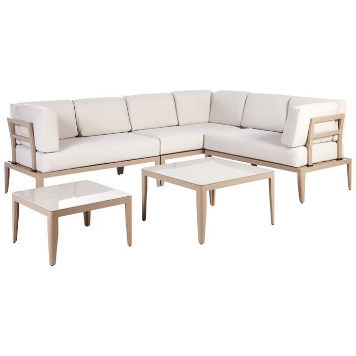 Beliani - RIMA III - Loungeset voor 6 - Lichtbeige - Aluminium