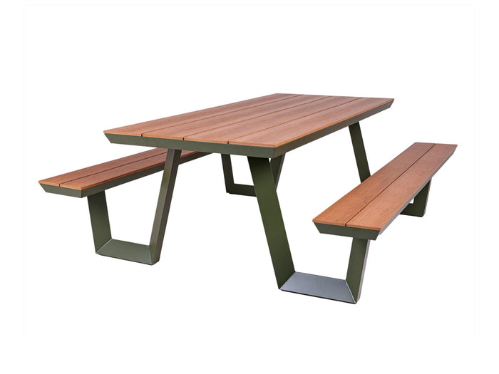 Aluminium picknicktafel Bermuda olijfgroen