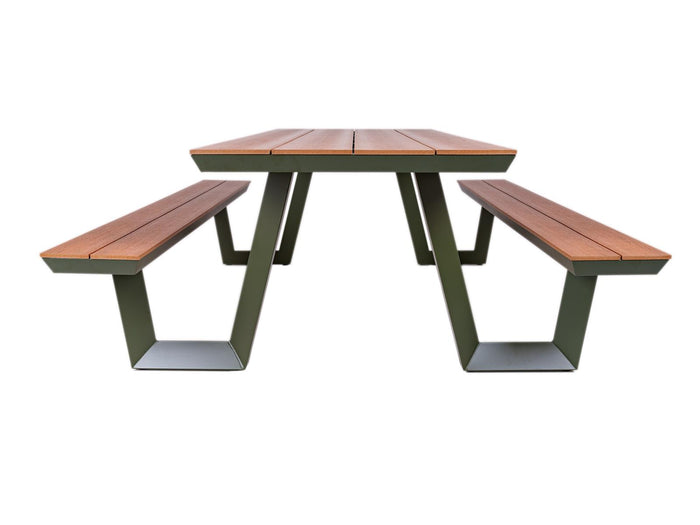 Aluminium picknicktafel Bermuda olijfgroen