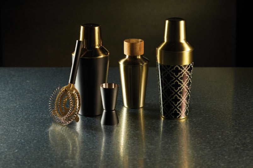 Cocktail Set, 3 Delig, Zwart|Goud - BarCraft