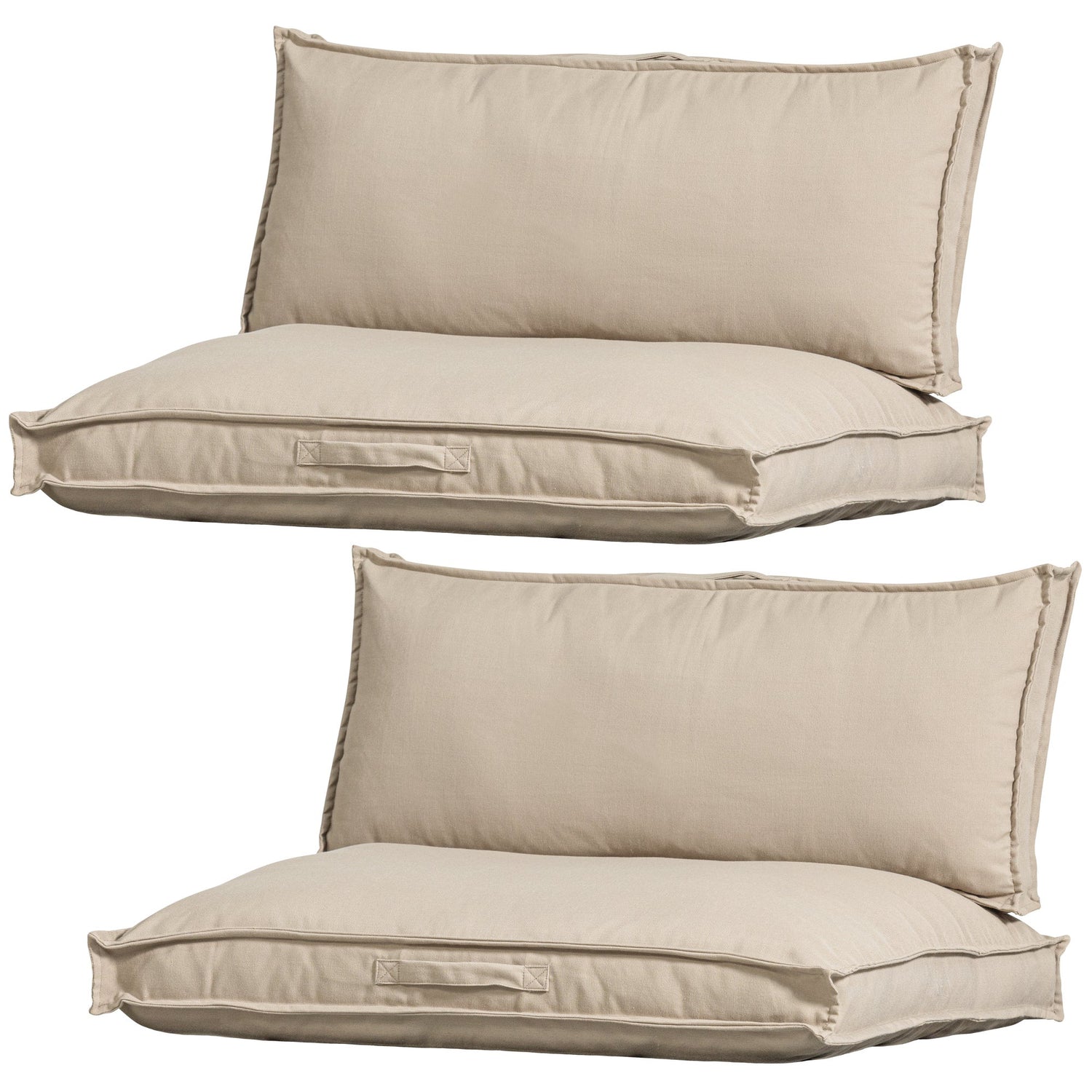 WOOOD Zit-|Rugkussen Victor - Polyester - Zand - Set van 2