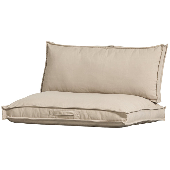 WOOOD Zit-|Rugkussen Victor - Polyester - Zand - Set van 2