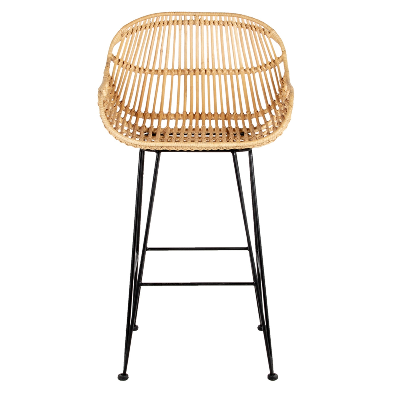 Giga Meubel - Barstoel Naturel Rotan & Metaal - 50x52x95cm - Sava