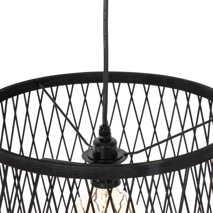 QAZQA Smart buiten hanglamp zwart rotan 3-lichts incl. 3 Wifi G95 -
