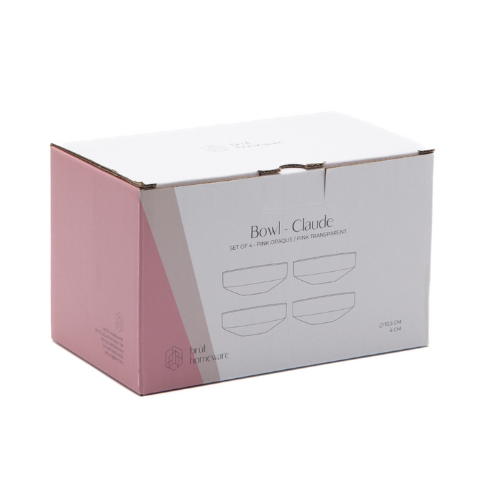 Brût Homeware, Schaaltjes Claude, roze | roze transparant, set van 4