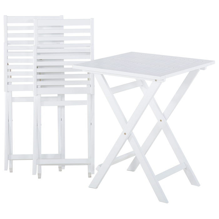Beliani - FIJI - Bistroset voor 2 - Wit |Blauw - Acaciahout