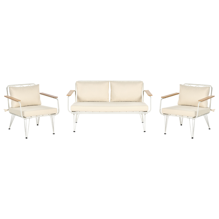 Beliani - MONTESILVANO - Loungeset voor 4 - Wit met Beige - Staal