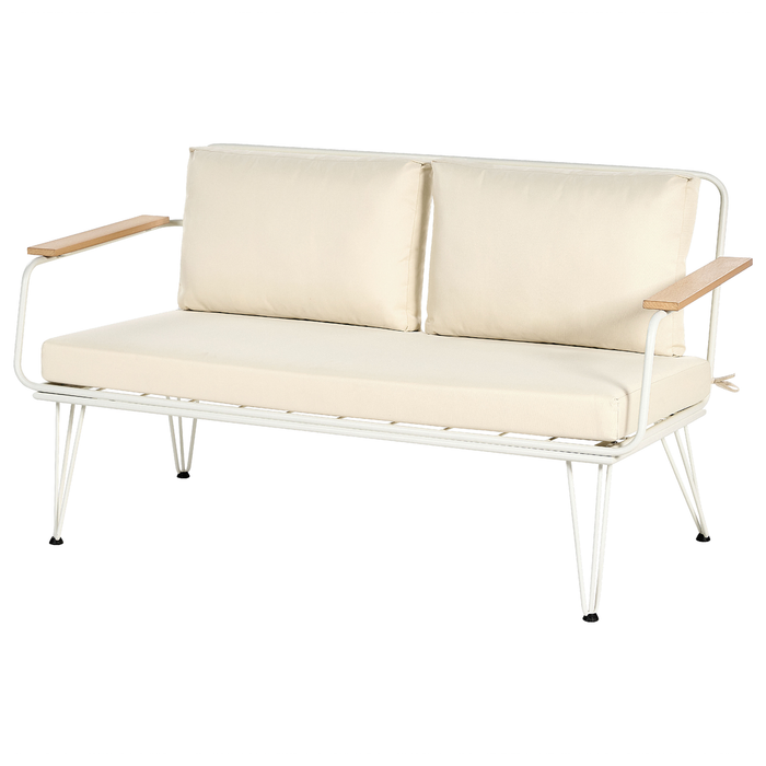 Beliani - MONTESILVANO - Loungeset voor 4 - Wit met Beige - Staal