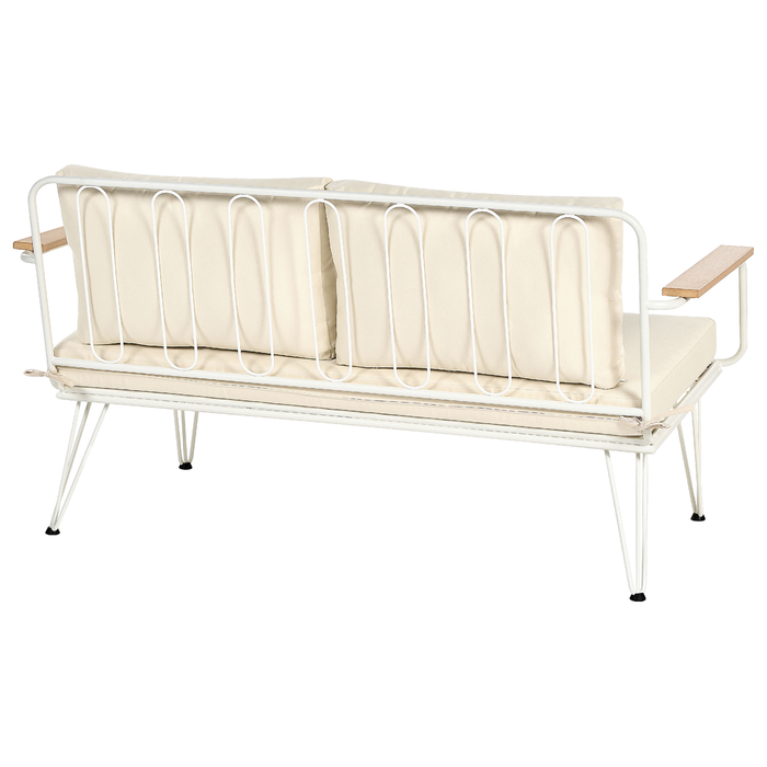 Beliani - MONTESILVANO - Loungeset voor 4 - Wit met Beige - Staal