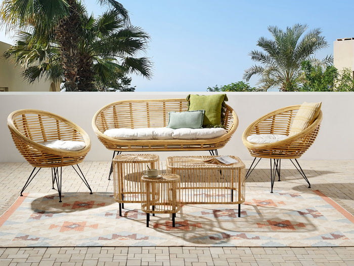 Beliani - MARATEA| CESENATICO - Loungeset met salontafels- Lichtbeige