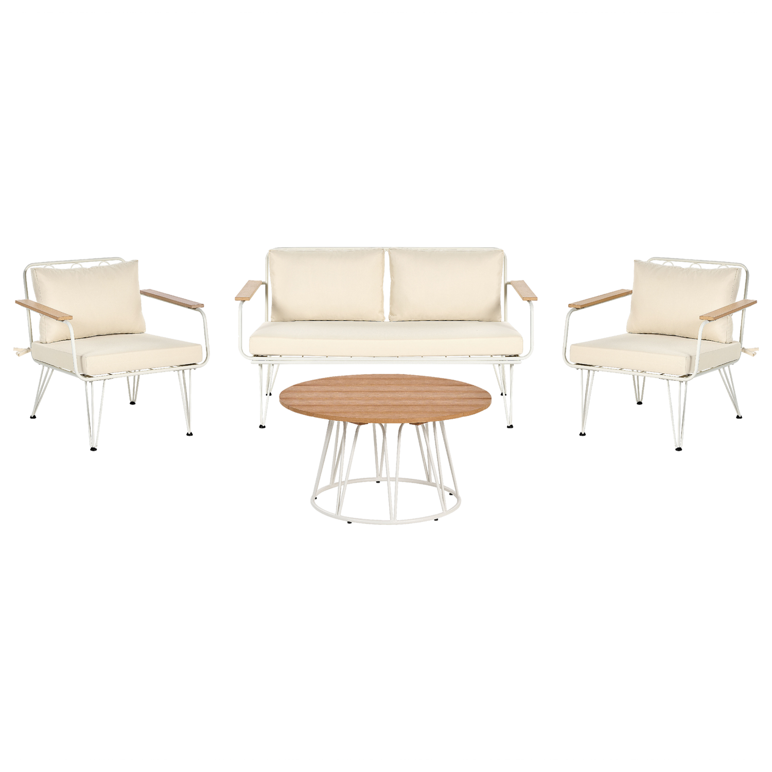 Beliani - MONTESILVANO - Loungeset voor 4 - Wit met Beige - Staal