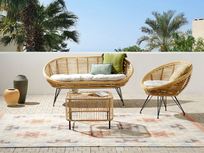 Beliani - MARATEA| CESENATICO - Loungeset - Lichtbeige - Rotan