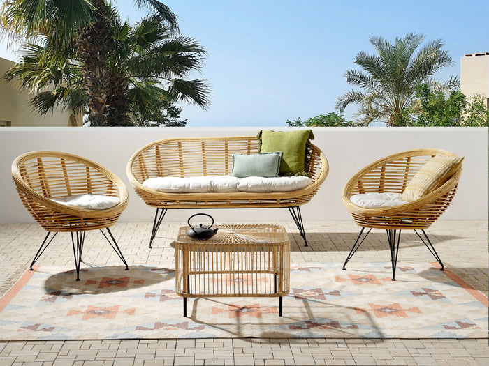 Beliani - MARATEA| CESENATICO - Loungeset 4-zits - Lichtbeige - Rotan