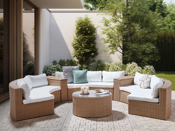 Beliani - SEVERO - Loungeset voor 9 - Zandbeige - PE rotan