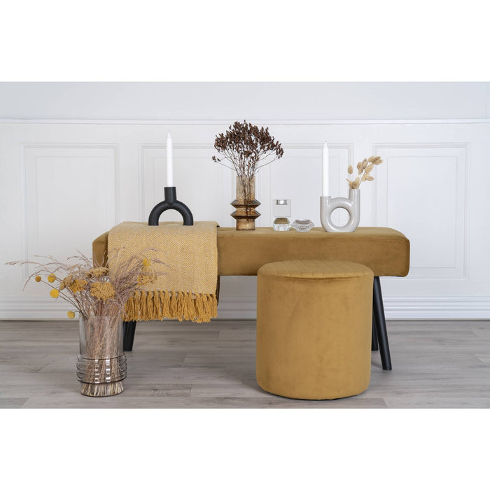 House Nordic Bankje Lyla 35x100x44 cm mosterdgeel