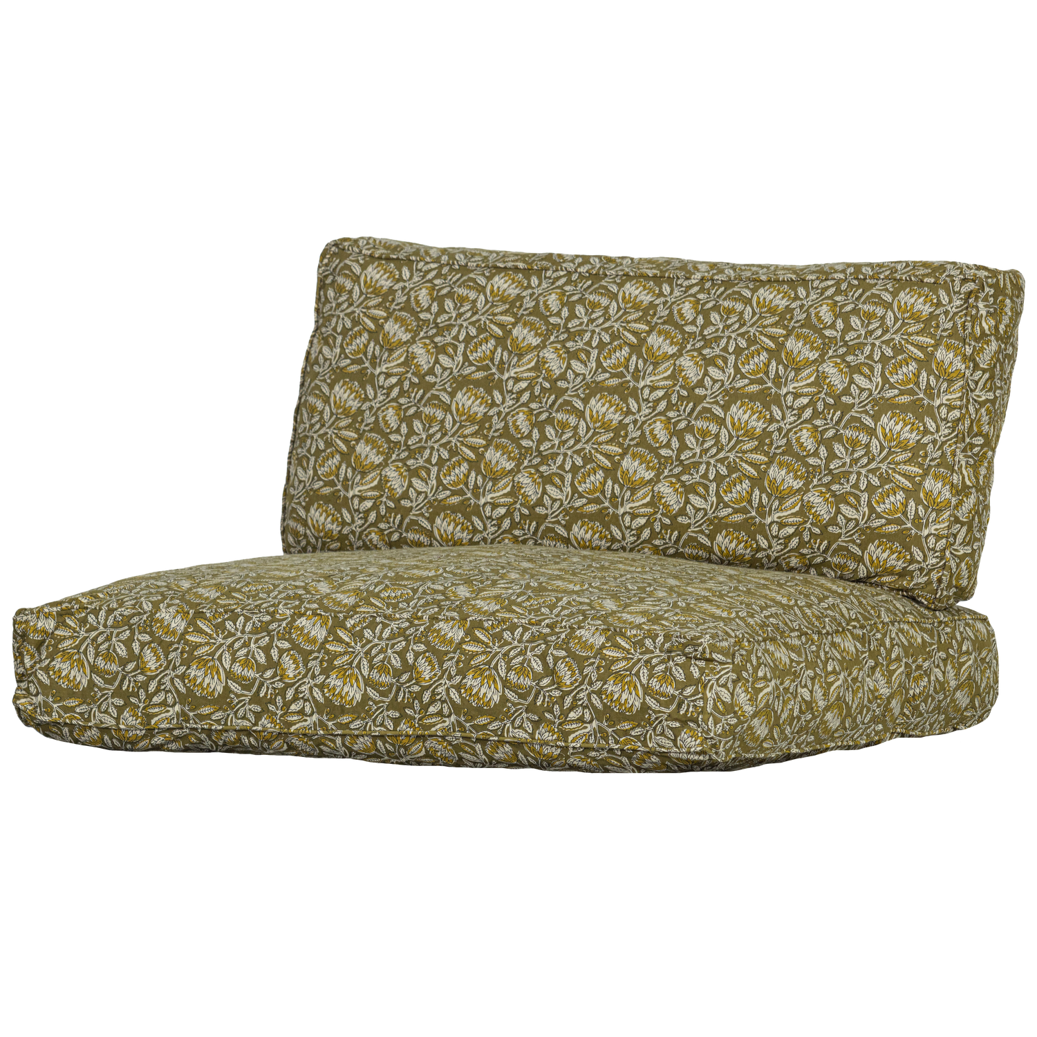 WOOOD Bloom Zit-|Rugkussen - Katoen - Groen - 90x40x14|90x80x14