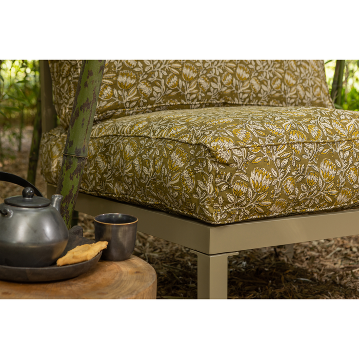 WOOOD Bloom Zit-|Rugkussen - Katoen - Groen - 90x40x14|90x80x14