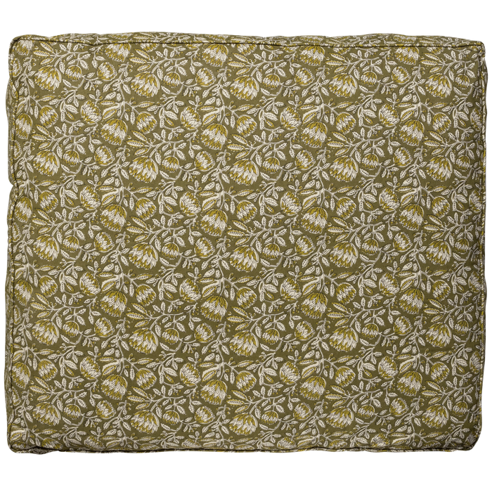 WOOOD Bloom Zit-|Rugkussen - Katoen - Groen - 90x40x14|90x80x14