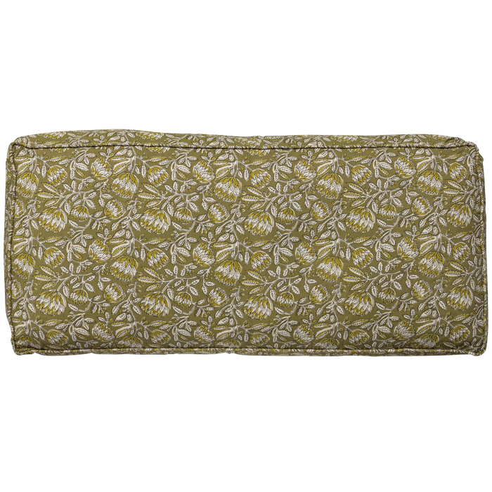 WOOOD Bloom Zit-|Rugkussen - Katoen - Groen - 90x40x14|90x80x14