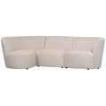 WOOOD Coco 3-Zits Ronding Links - Bouclé - Creme - 70x230x138
