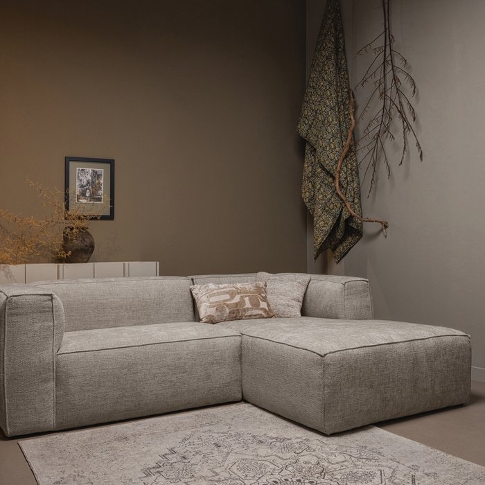 WOOOD Bean Hoekbank met Chaise Longue Rechts - Melange - Travertin