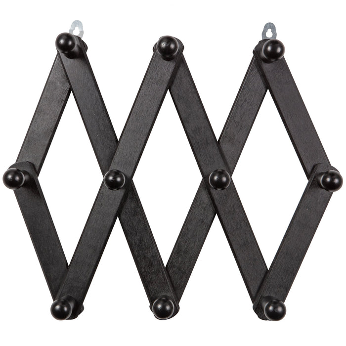 WOOOD Levin Gevouwen Kapstok - Hout - Zwart - Set van 2