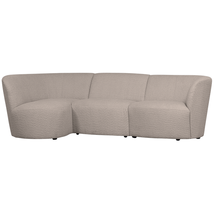 WOOOD Coco 3-Zits Ronding Links - Bouclé - Zand - 70x230x138