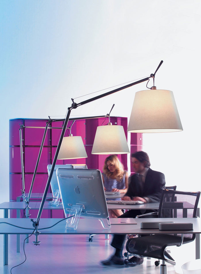 Tolomeo Mega klemlamp retrofit met dimmer 36cm grijs satijn