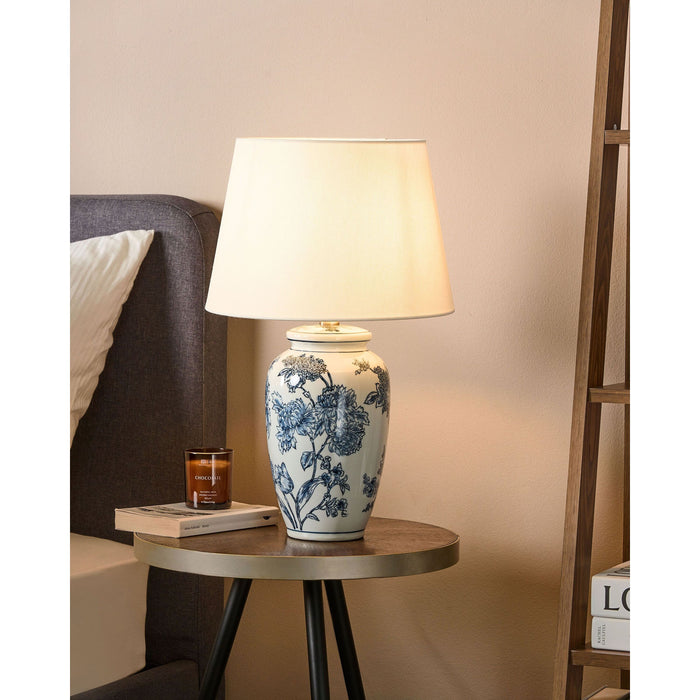 Beliani - BELUSO - Tafellamp - Wit|Blauw - Porselein