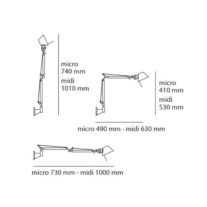 Artemide Tolomeo Micro Parete wandlamp retrofit zwart