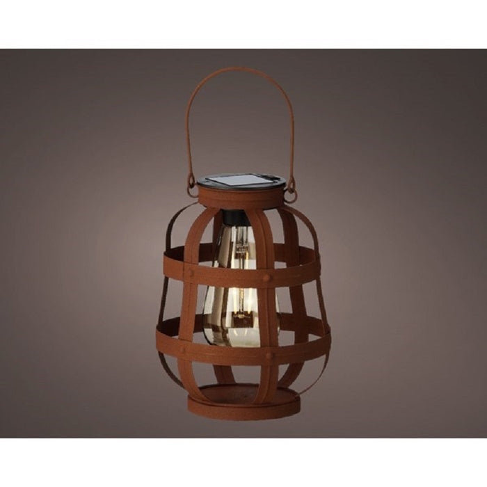 Lumineo Lantaarn - solar - metaal - roest bruin - 18 cm