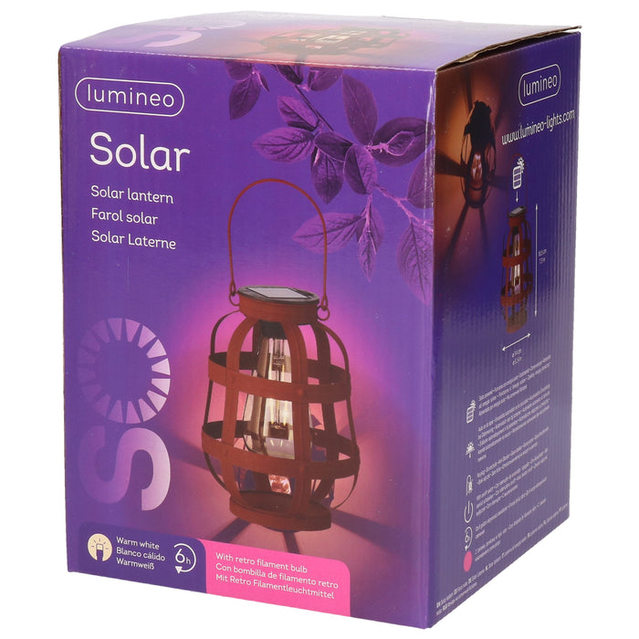 Lumineo Lantaarn - solar - metaal - roest bruin - 18 cm