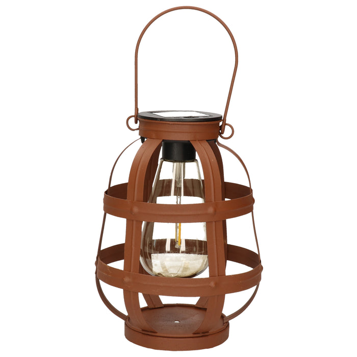Lumineo Lantaarn - solar - metaal - roest bruin - 18 cm