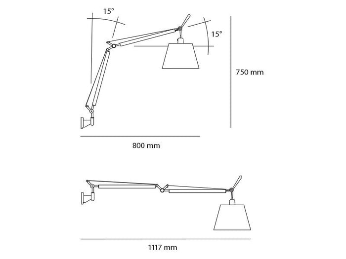 Tolomeo Basculante wandlamp perkament