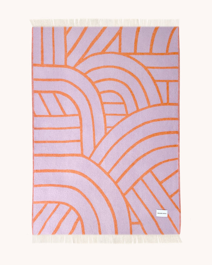 MAISON DEUX Plaid Lines - Lila | Oranje - 130 x 200 cm