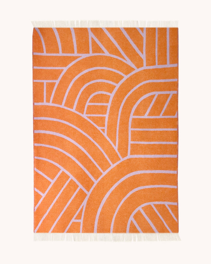 MAISON DEUX Plaid Lines - Lila | Oranje - 130 x 200 cm