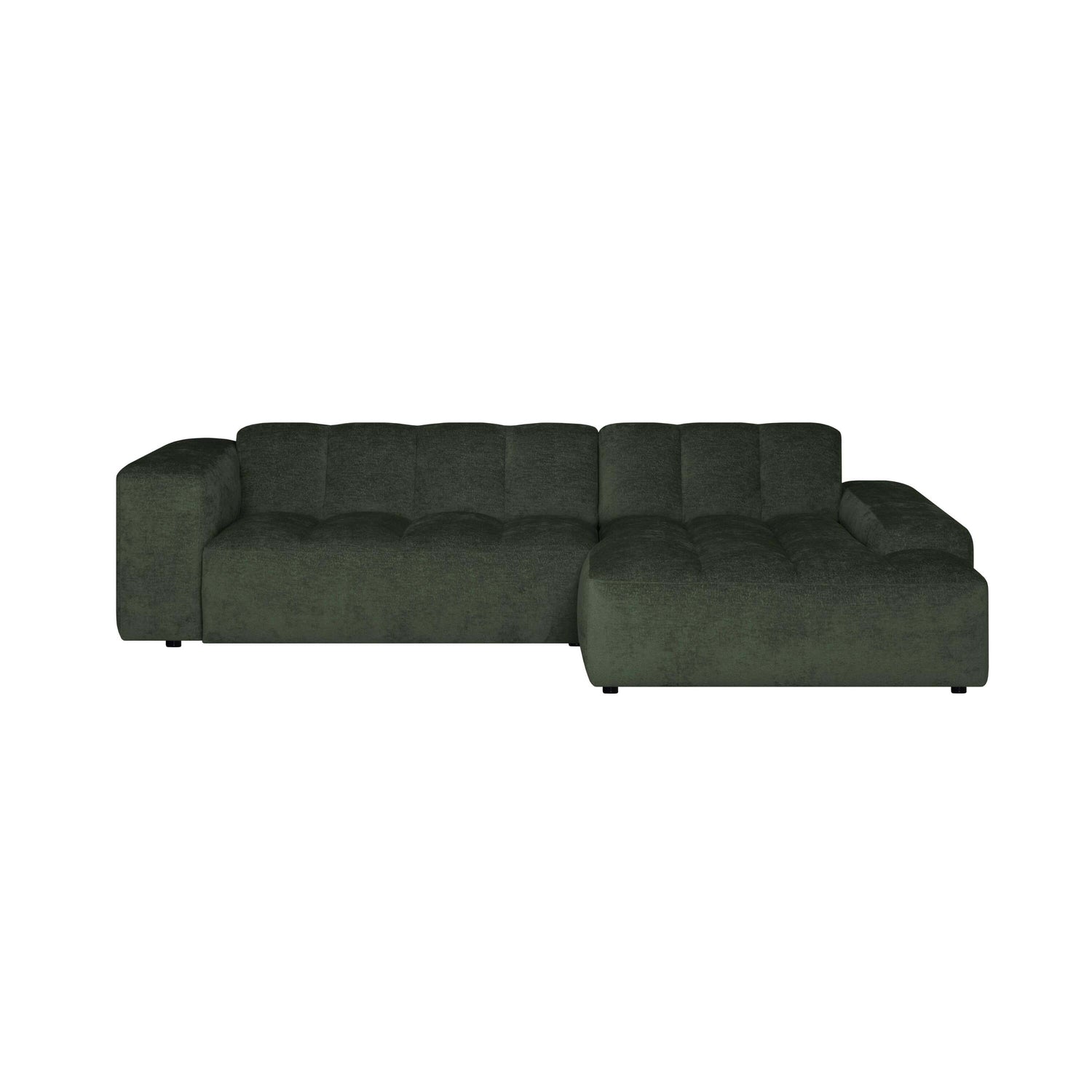 by fonQ Plume 3-zits Hoekbank met Chaise Longue Rechts - Chenille -  Donkergroen