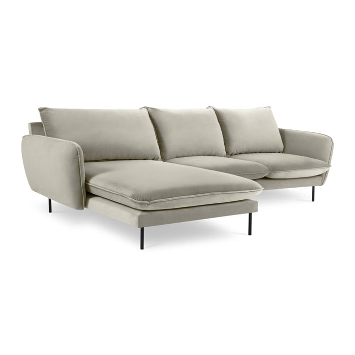 Cosmopolitan Design Vienna Hoekbank met Chaise Longue Links - Velvet - Beige