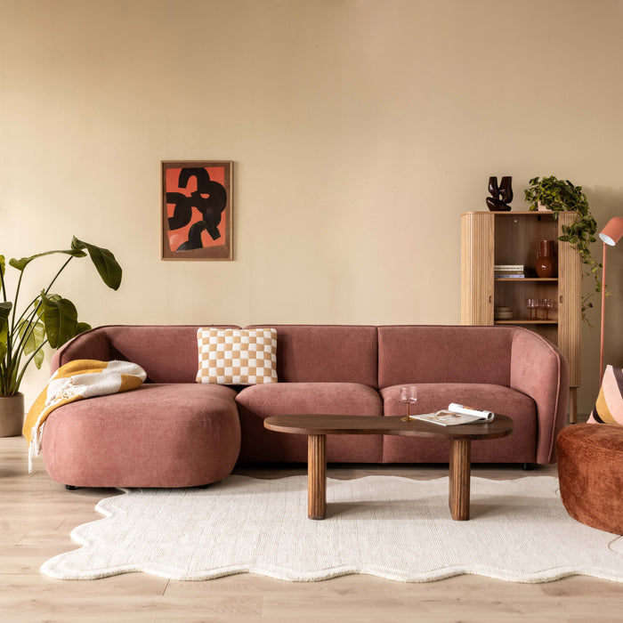 by fonQ Soft Hoekbank met Chaise Longue Links - Micro Chenille - Oud Roze