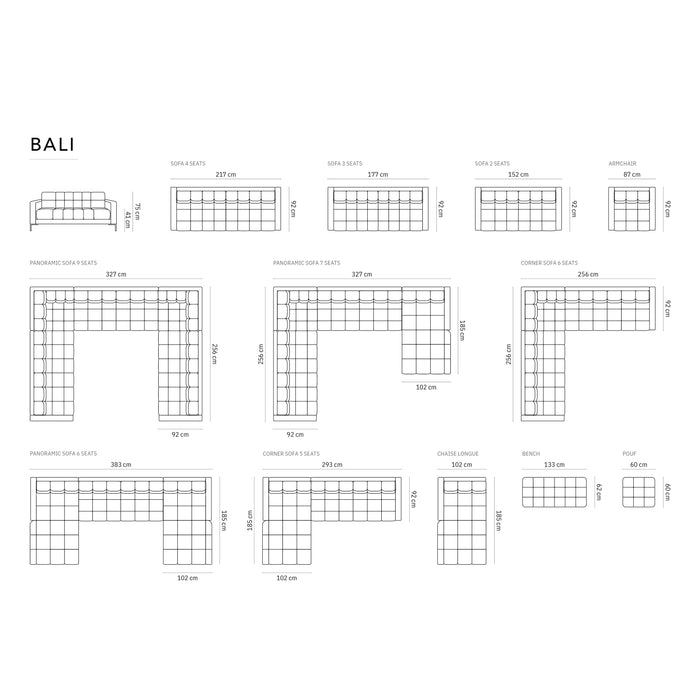 Cosmopolitan Design Bali 4-zitsbank - Wijnrood / Zwart