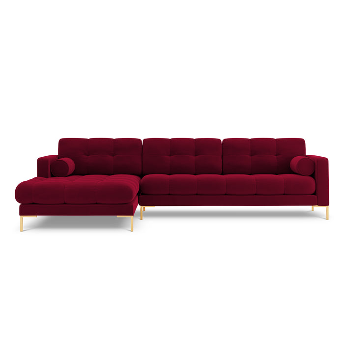 Cosmopolitan Design Bali Hoekbank met Chaise Longue Links - Wijnrood / Goud