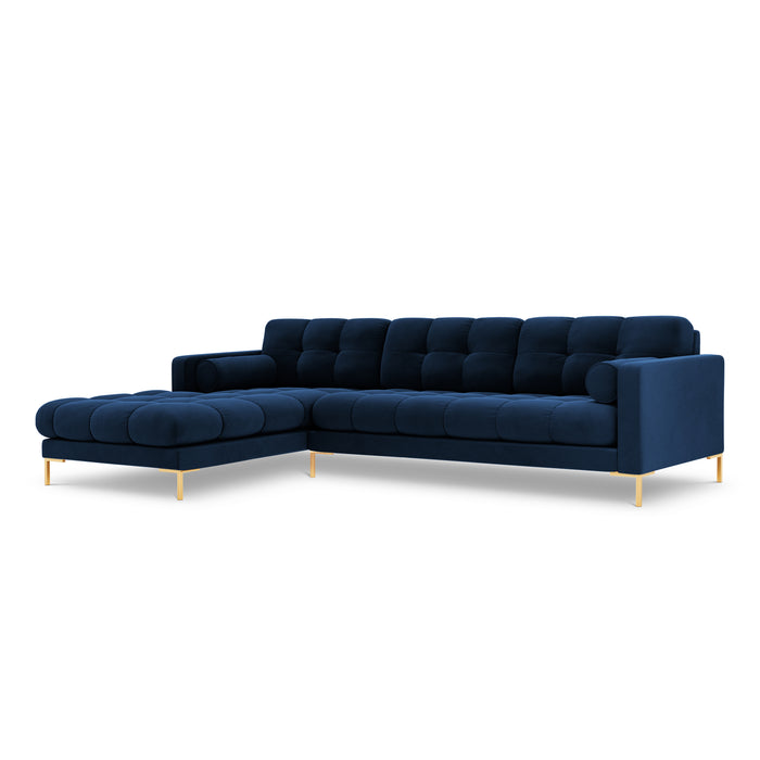 Cosmopolitan Design Bali Hoekbank met Chaise Longue Links - Koningsblauw / Goud