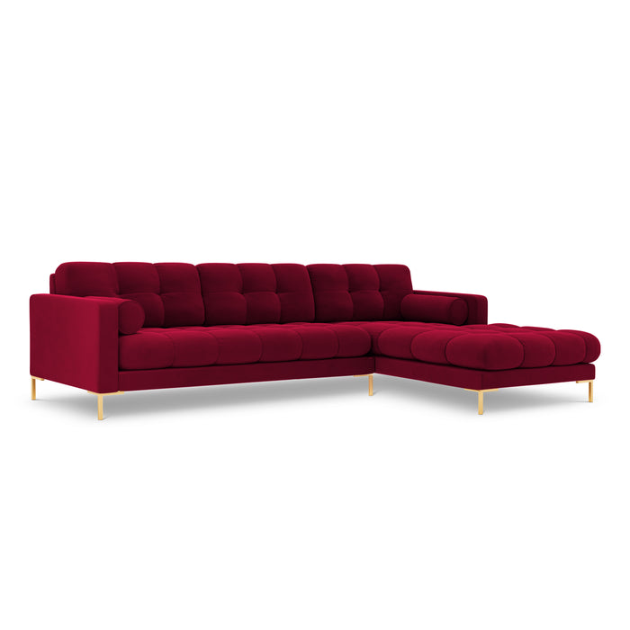 Cosmopolitan Design Bali Hoekbank met Chaise Longue Rechts - Wijnrood / Goud