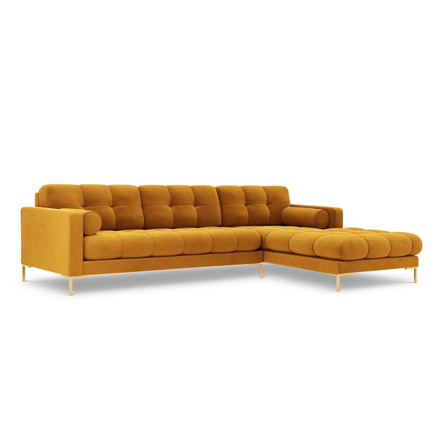 Cosmopolitan Design Bali Hoekbank met Chaise Longue Rechts - Okergeel / Goud