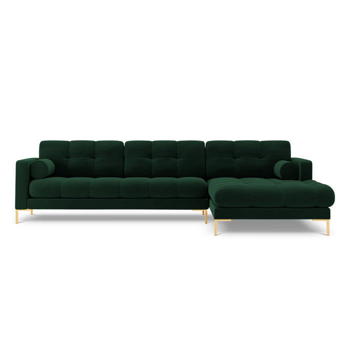 Cosmopolitan Design Bali Hoekbank met Chaise Longue Rechts - Flessengroen / Goud