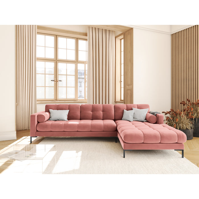 Cosmopolitan Design Bali Hoekbank met Chaise Longue Rechts - Roze / Zwart