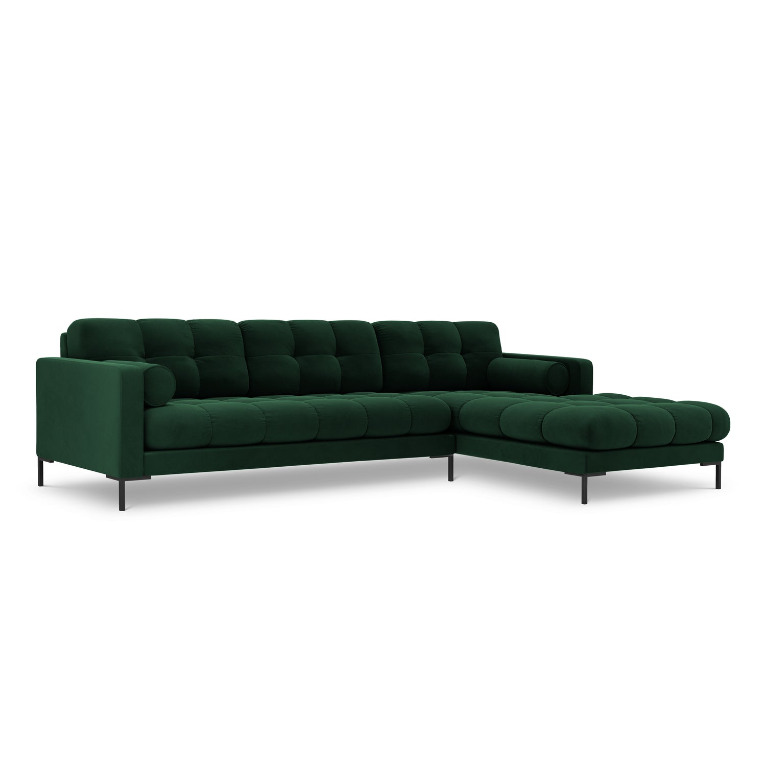 Cosmopolitan Design Bali Hoekbank met Chaise Longue Rechts - Flessengroen / Zwart