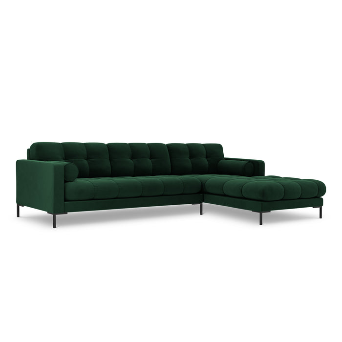 Cosmopolitan Design Bali Hoekbank met Chaise Longue Rechts - Flessengroen / Zwart
