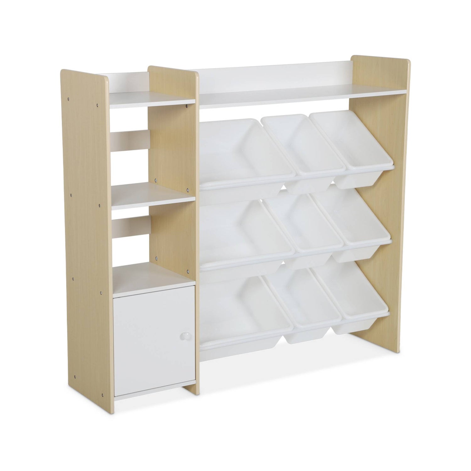 sweeek - Kinderopbergmeubel met 9 opbergbakken, 4 planken, 1 deur